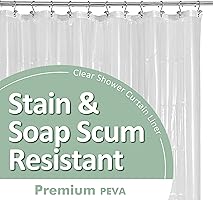 Barossa Design Plastic Shower Liner Clear - Premium PEVA Shower Curtain Liner with Rustproof Grommets and 3 Magnets,...