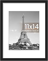 upsimples 11x14 Picture Frame, Display Pictures 8x10 with Mat or 11x14 Without Mat, Wall Hanging Photo Frame, Black, 1 Pack