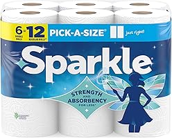 Sparkle Pick-A-Size Paper Towels, 6 Double Rolls (660 Sheets Total) - Strong 2-Ply Towels for Kitchen Cleanup and...