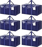 6 Pack Extra Heavy Duty Large Moving Bags with Strong Zipper & Comfortable Handles, Sturdy & Durable Clothes Storage...