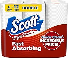 Scott Paper Towels, Choose-A-Sheet, 6 Double Rolls = 12 Regular Rolls (108 Sheets Per Roll)
