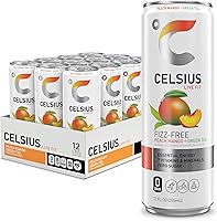 CELSIUS Fizz Free Peach Mango Green Tea, Sugar Free Energy Drink, 12 Fl Oz (Pack of 12)